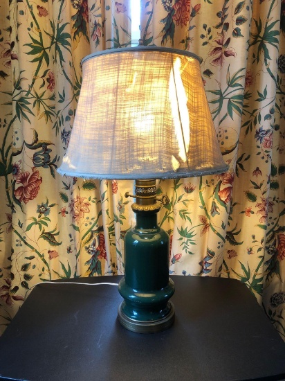 Green Glass Gas Converted Lamp