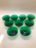 Green Glass Bowls Set of 9