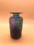 Violet and Blue Glass Vase By Hamilton McSinenny 1983