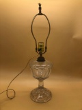 Clear Glass Non Bored Oil Lamp Convert Electric 1 of 2.