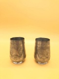 Pair Engraved Pewter Mugs
