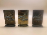 Folding Brass Fish Bookends set of 3