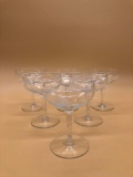 Etched Floral Crystal Champagne Glasses Set of 6