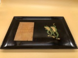 Couroc Frog Tray W/ Wooden Cutting Block