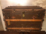 Antique Wood and Leather Chest