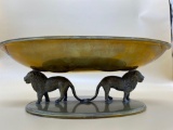 Valenti - Brass Presentation Bowl carried by 2 massive lions