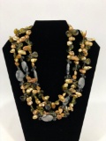 Pearl, Bead, and Rock Necklace