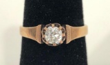 14k Yellow Gold Antique Miners Cut Diamond Ring - 4.7mm diamond