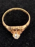 14K Yellow Gold Antique Miners Cut Diamond Ring - 3.6mm diamond