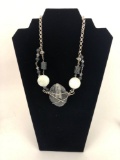 Sterling Silver Wrapped Stone and Bead Necklace