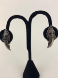 Ornate Sterling Silver Dagger Clip-on Earrings