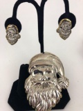 Santa Brooch and Clip-on Earrings