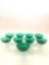 Green Glass Coupes Set of 9