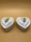 Pair Spode Porcelain Heart Shaped Trinket Boxes