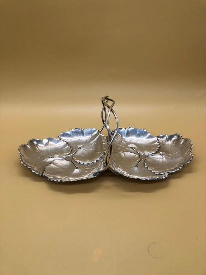 Reed & Barton Sterling Silver Repousse Double GrapeVine Leaf Serving Centerpiece