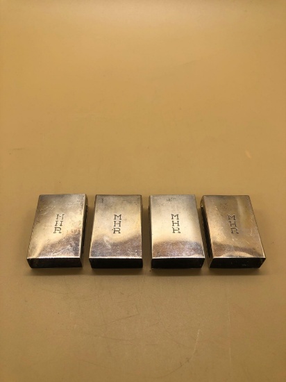 Sterling Silver Matchbox Covers Engraved Lot of 4