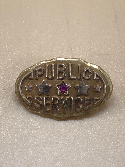 14k Gold w/ Ruby Public Service Pin