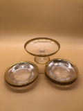 Glass Gold Rim Candy Bowl and Plates