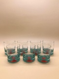 Green Red Olive Old Fashions Glasses Set of 7