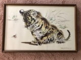 Print of Tiger Cub and Bee