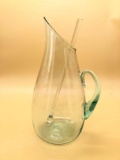 Blown Glass Pitcher w/ Handle and Stirring rod