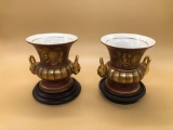 Pair Italian Porcelain Vases W/ Handles