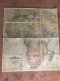 1922 National Geographic Map of Africa Mounted to Cloth
