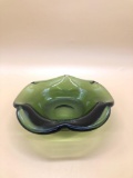Thick Green Art Glass Bowl