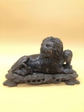 Bronze Lion And Cub Casting by GH w/ Stand