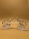 Pair Lenox Crystal Elephants