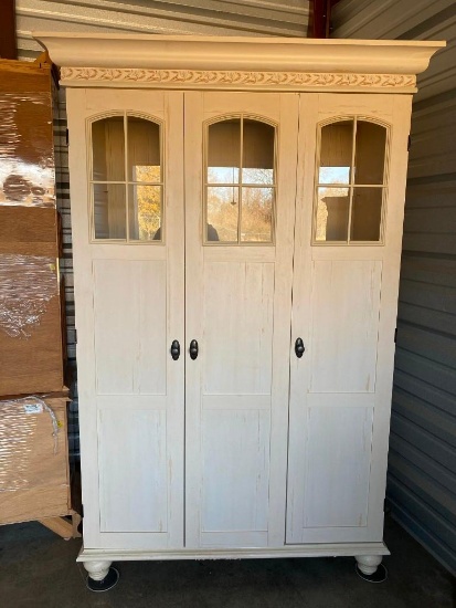 Whitewashed Computer Armoire