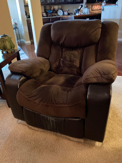 Leather and cloth recliner