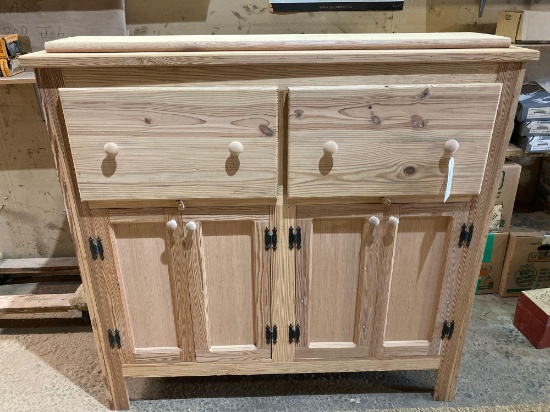 Unfinished Heart Pine Hutch/Dresser