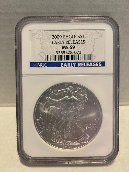 2009 Silver Eagle Early Release NGC - MS69