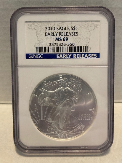 2010 Silver Eagle Early Release NGC - MS69