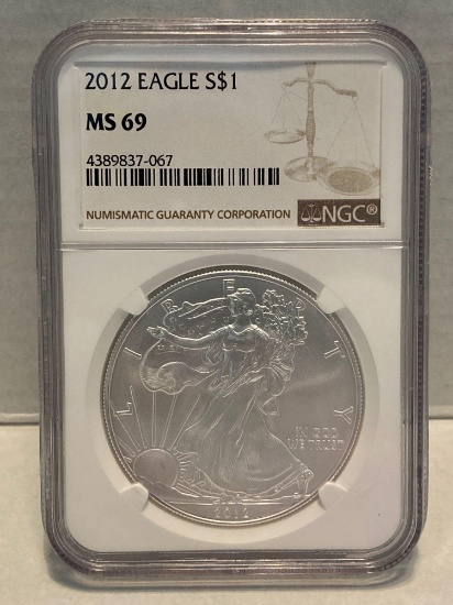 Set of 2 Sequential 2012 Silver Eagle NGC - MS69