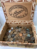 Cigar Box of Old Unsorted Lincoln Pennies