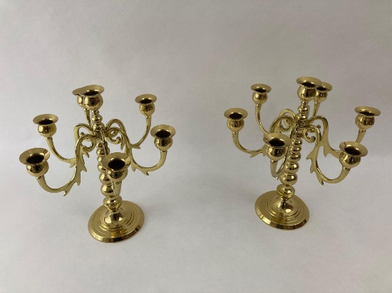 Brass candelabra pair