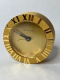 Tiffany & Co. Brass Atlas Desk Alarm Clock