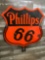 Phillips 66 Double Sided Porcelain Sign in Original Pole Mount Frame