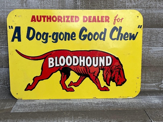 Bloodhound Chewing Tobacco Embossed Tin Sign