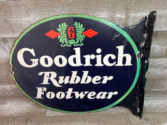 Goodrich Rubber Footwear Porcelain Double Sided Flange Sign