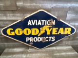 RARE Goodyear Aviation Products Double Sided Porcelain Sign