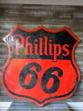 HUGE Phillips 66 Double Sided Porcelain Sign