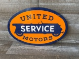 Small United Motors Service Oval Porcelain Sign