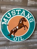 Mustang Oil Double Sided Porcelain Sign