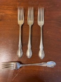 Towel Legato Pattern Sterling Silver Dinner Fork set of 4