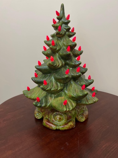 Vintage Ceramic Christmas Tree Table Top Lamp