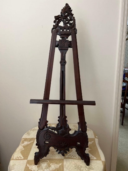 Large Victorian Mahogany Display Easel