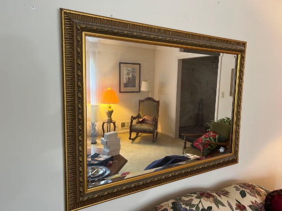 Large Gilded Beveled Wall Mirror
